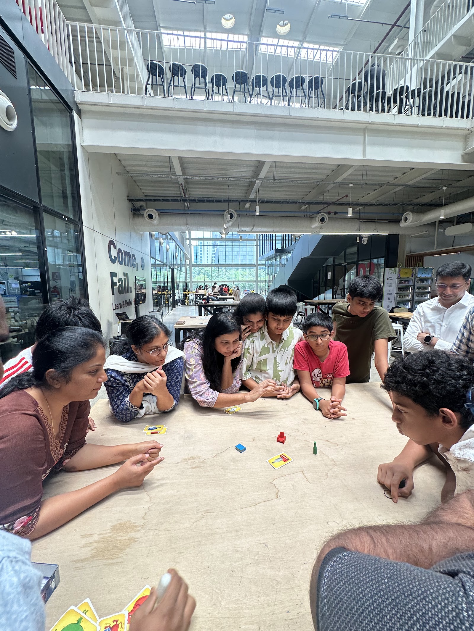 Students playtesting their own board games mid-design